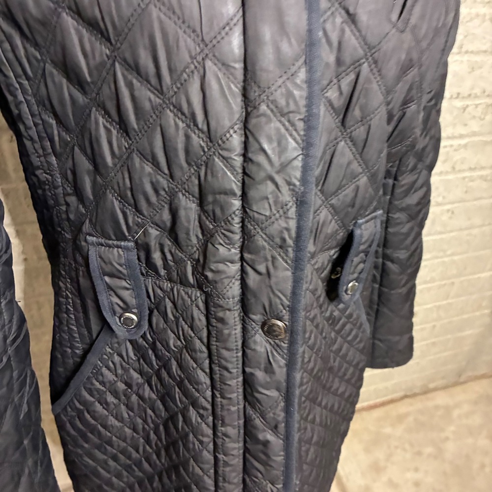 Marc New York Andrew Marc Quilted Chevron Jacket Black Size L Stand Collar Zip - Picture 2 of 5